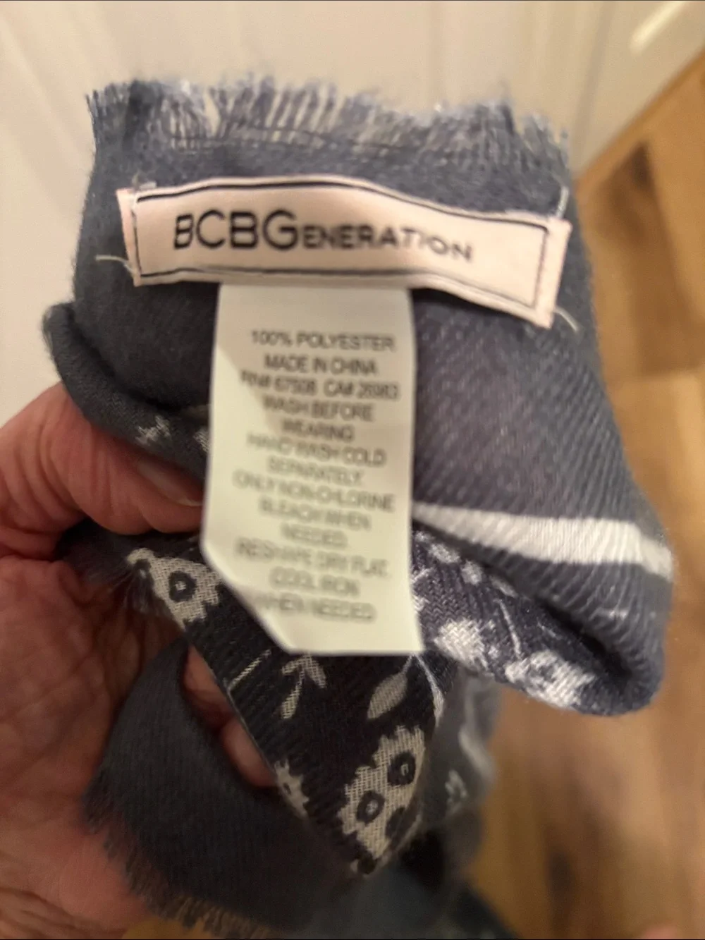 BCBGeneration Navy and Cream Floral Print Scarf